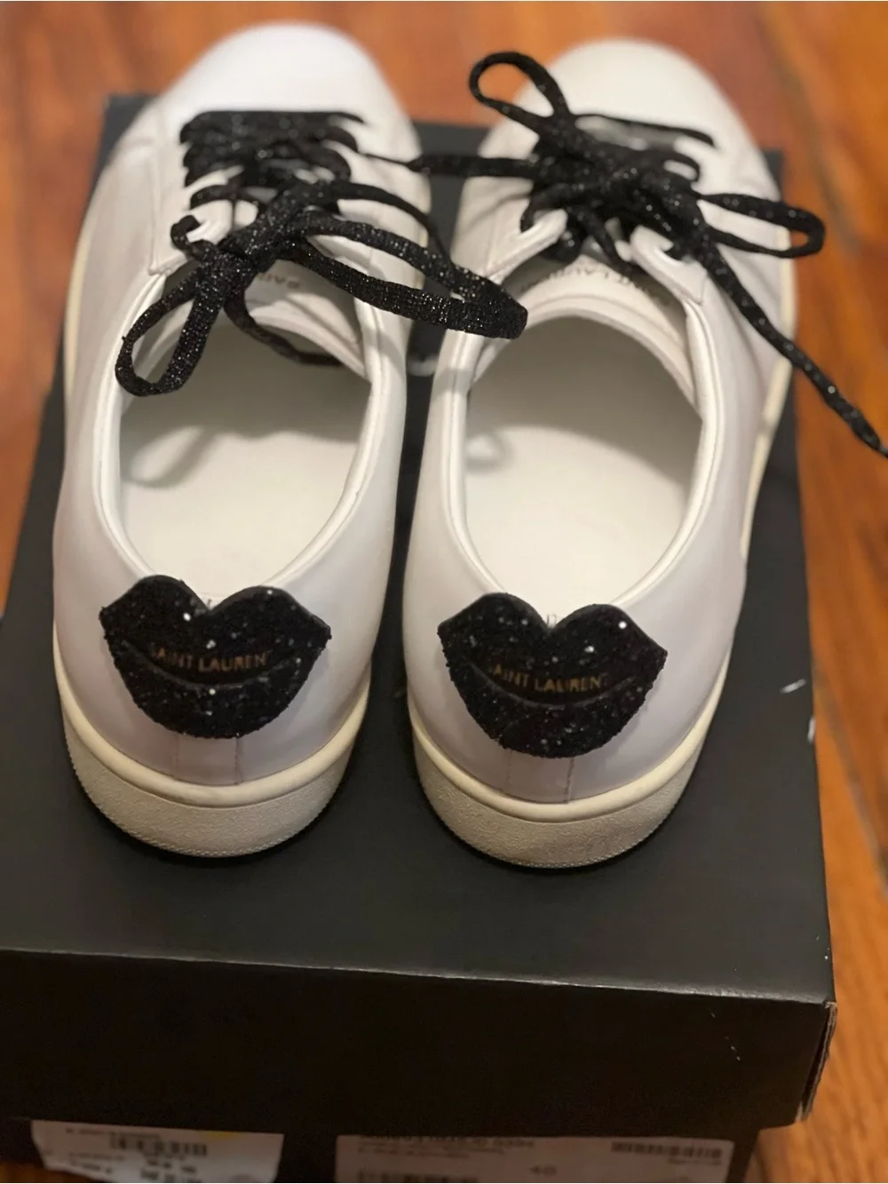 Saint Laurent White Leather Sneakers with Black Laces